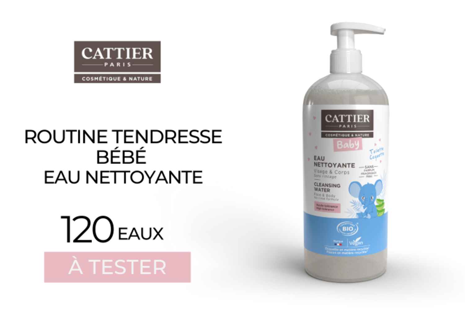120 Eau nettoyante ROUTINE TENDRESSE BÉBÉ de Cattier à tester !